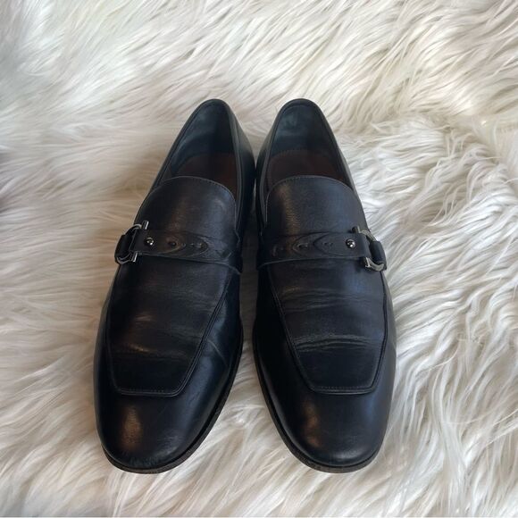 Salvatore Ferragamo Mens Horsebit Loafers‎ Size 7.5 EE Black Leather